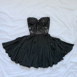 Rebecca Taylor Sequin Strapless Chiffon Mini Dress